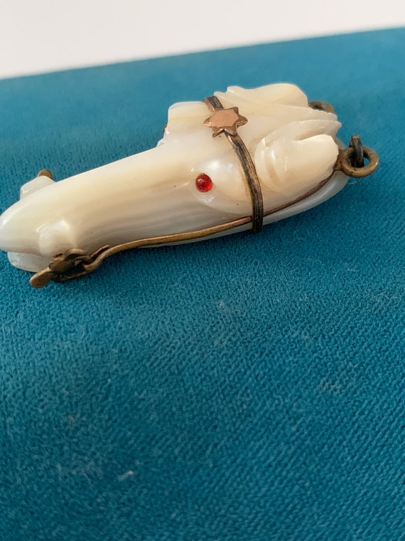 Antique Victorian Mother of Pearl Horse Head Fob … - image 7