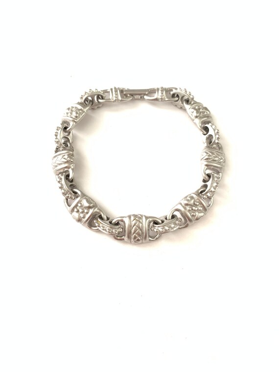 Vintage Etruscan Inspired Matte Silver Plated Chai