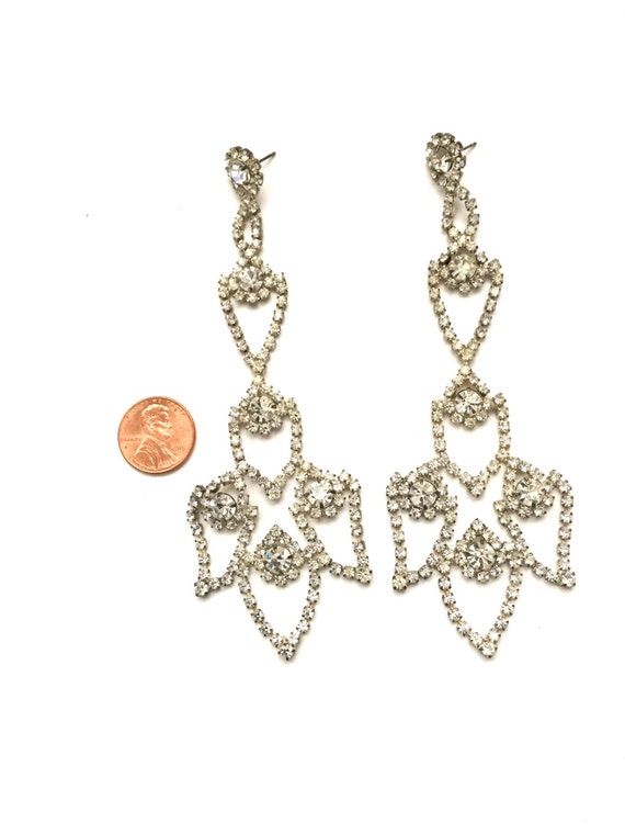 Gorgeous Chandelier Clear Rhinestone Earrings, Lo… - image 5