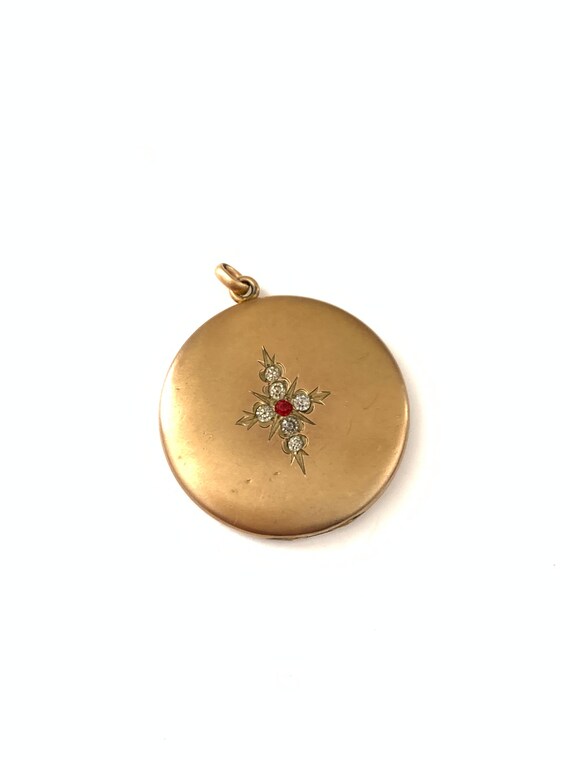 Gorgeous Antique Gold Filled Star Locket, Round Lo