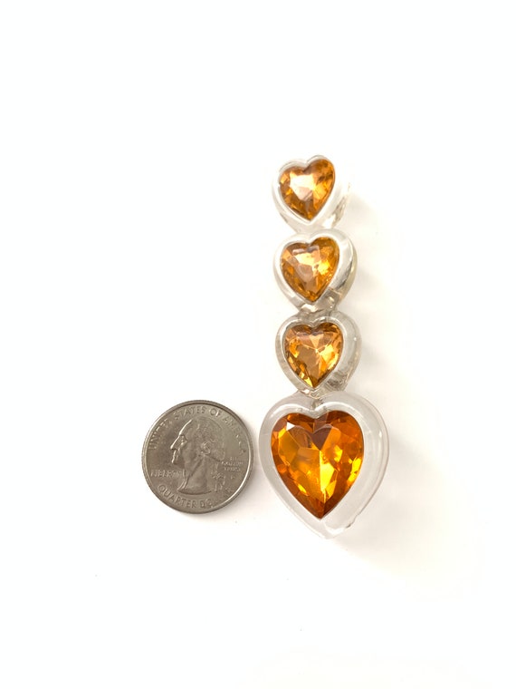 Vintage Tiered Lucite Plastic Heart Brooch - image 5