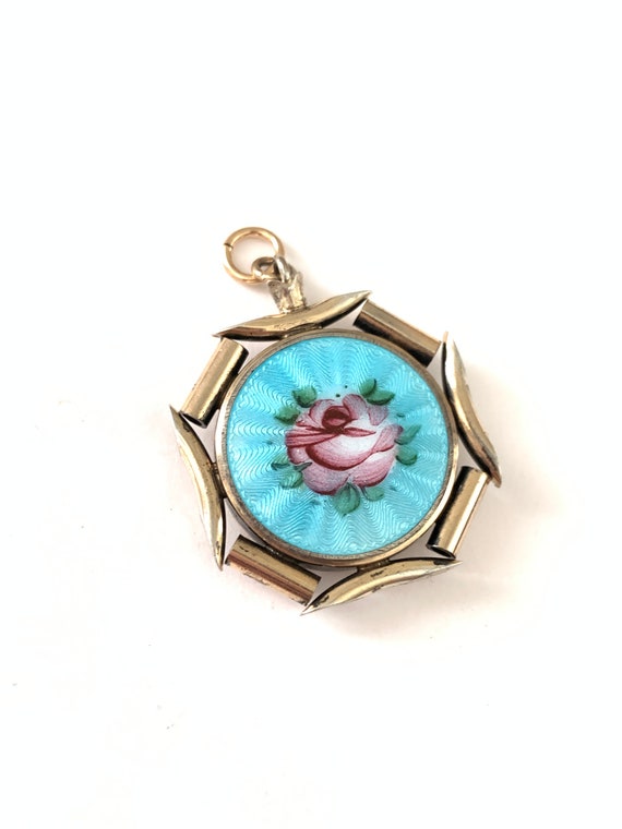 Vintage Rolled Gold Plated Enamel Flower Locket, … - image 7