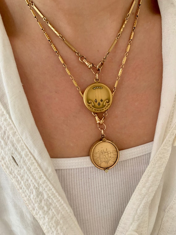 Beautiful Vintage Art Nouveau Gold Filled Seed Pearl Paste Locket, Antique Gold Filled Locket Pendant, Seed Pearl Bloom Art Deco Locket View 3