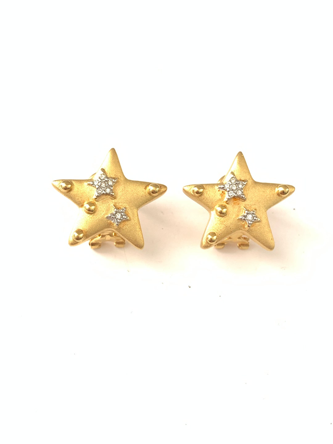 Hand-painted Wooden Star Earrings, Star Studs, ... - Folksy
