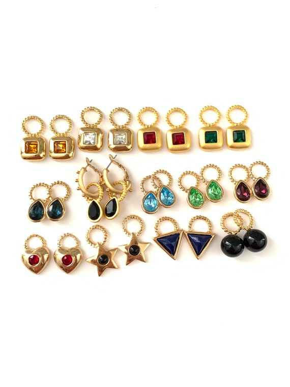 Vintage 18k Gold Plated Interchangeable Charm Earr