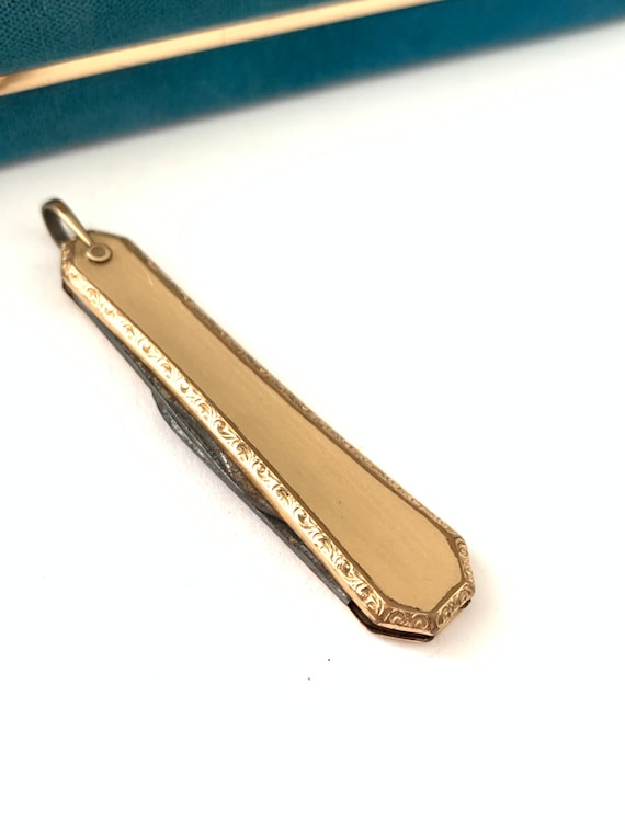 Vintage LS Co Etched Pocket Knife, Vintage Gold F… - image 8