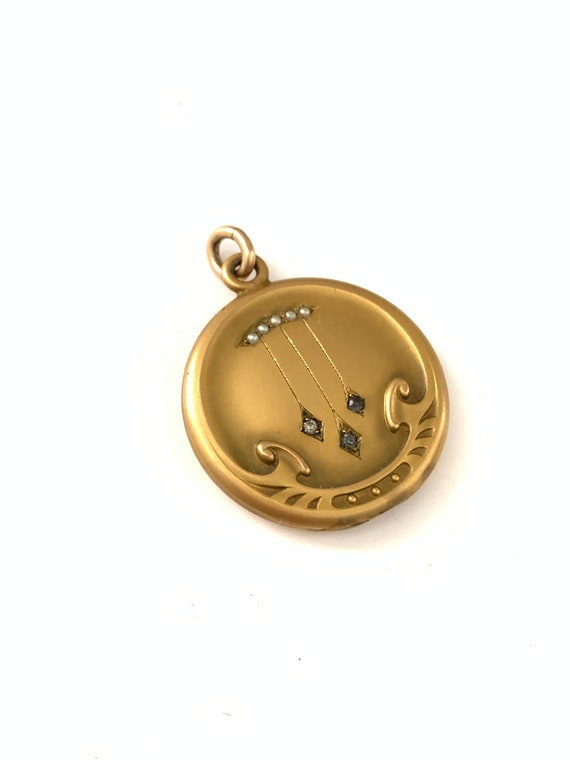 Beautiful Vintage Art Nouveau Gold Filled Seed Pearl Paste Locket, Antique Gold Filled Locket Pendant, Seed Pearl Bloom Art Deco Locket View 4
