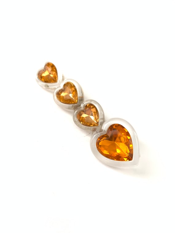 Vintage Tiered Lucite Plastic Heart Brooch - image 1