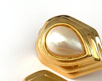 Superbes boucles d'oreilles clip vintage perles en filigrane