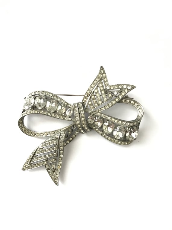 Huge French Art Deco Rhinestone Bow, French Art De