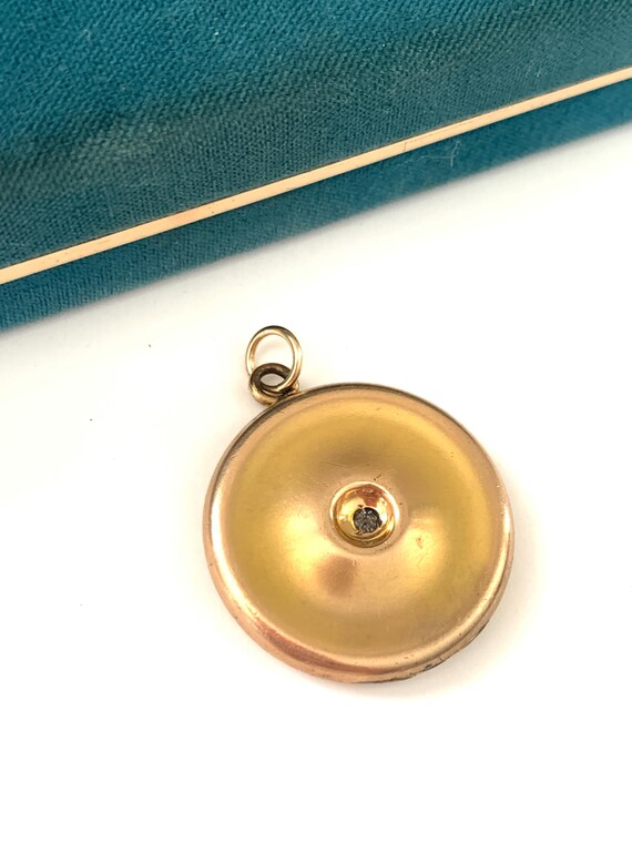 Vintage Two Tone Gold Filled Ripple Effect Solitaire Photo Keepsake Locket View 3