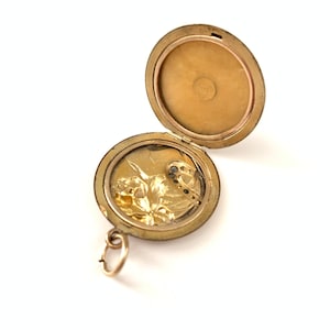 Antique Art Nouveau Gold Filled Flower Locket, Paste Locket, Antique Picture Holder Pendant image 4