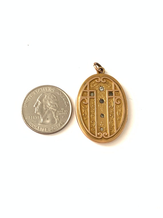 Antique Victorian Edwardian Ornate Locket, Paste … - image 5