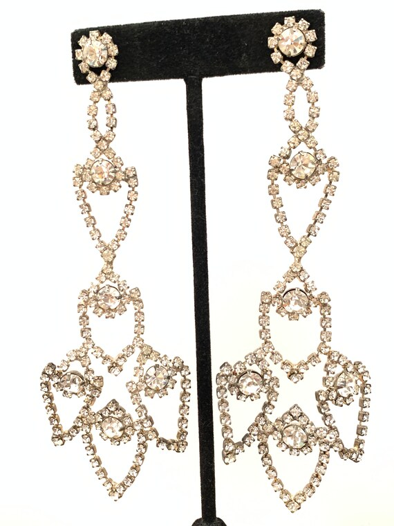 Gorgeous Chandelier Clear Rhinestone Earrings, Lo… - image 7