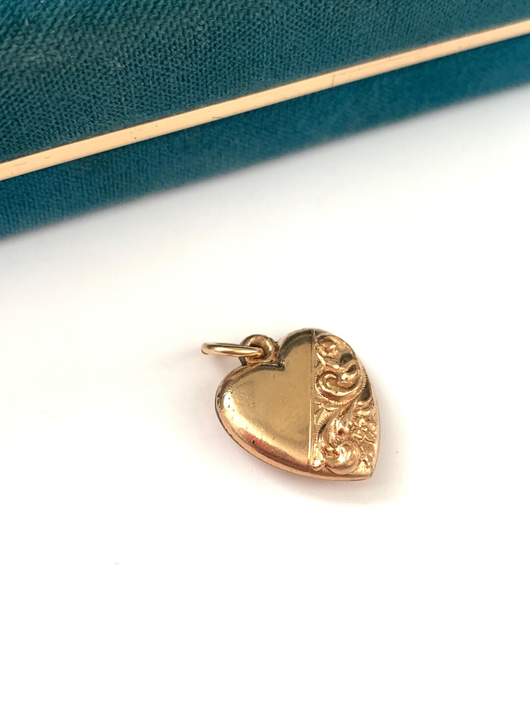 Retsy Retta Antique Victorian Rose Gold Filled Heart Charm Engraved