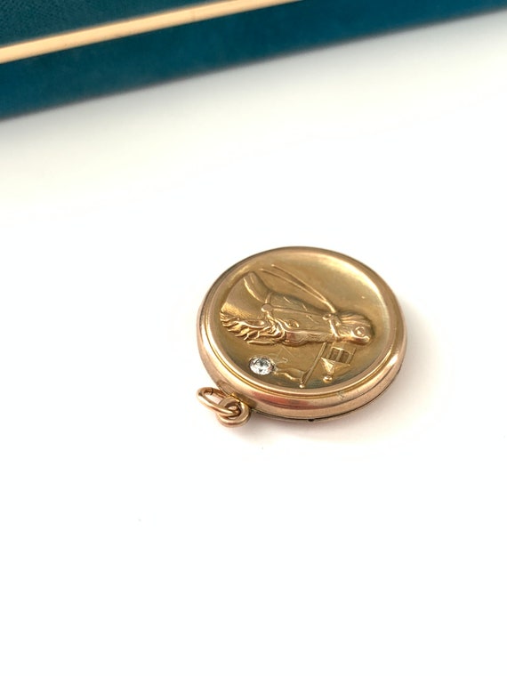 Vintage First Place Horse Gold Filled Locket, Ant… - image 7