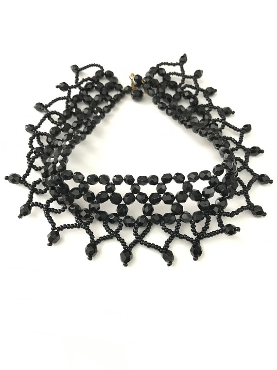 Vintage Victorian Goth Inspired Black Glass Beade… - image 2