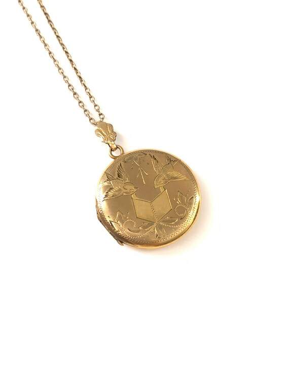 Antique Swallow Bird Victorian Gold Filled Locket