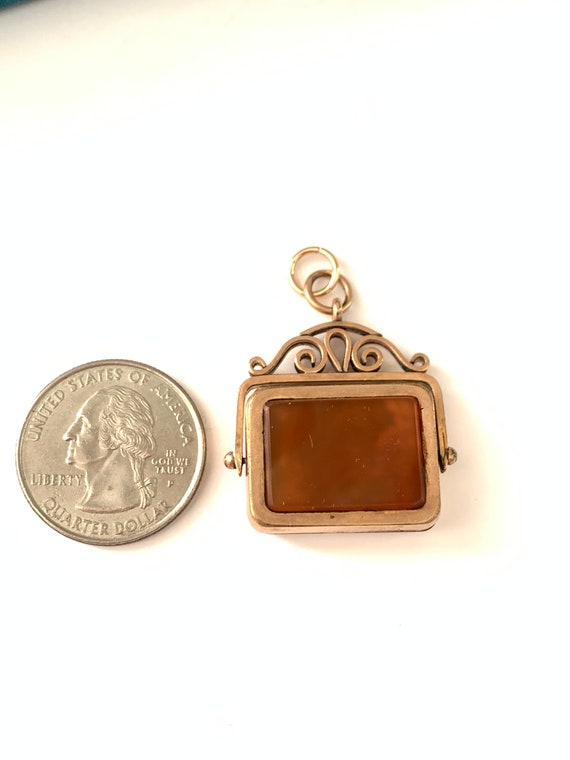 Antique Victorian Gold Filled Rectangle Carnelian… - image 5