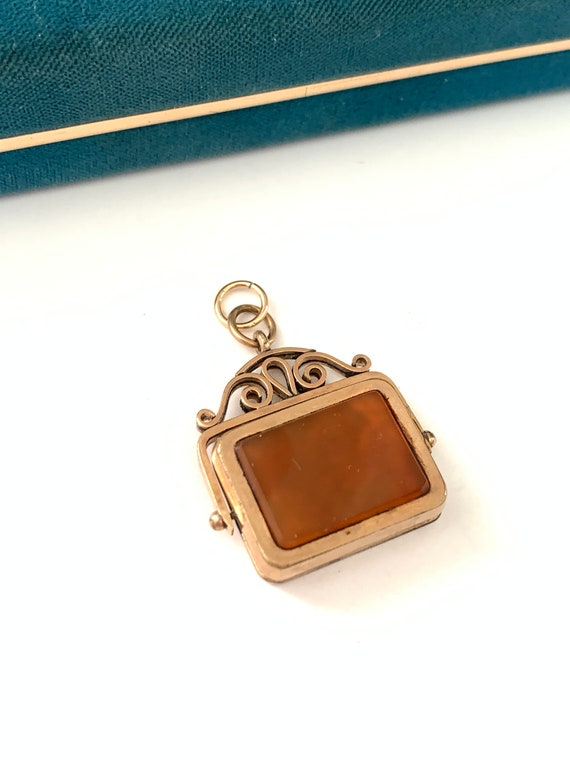 Antique Victorian Gold Filled Rectangle Carnelian… - image 3