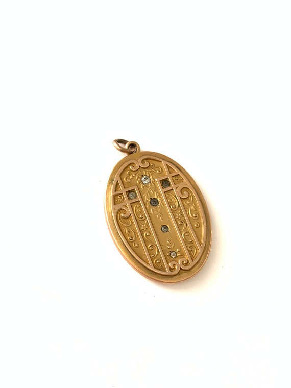 Antique Victorian Edwardian Ornate Locket, Paste … - image 2