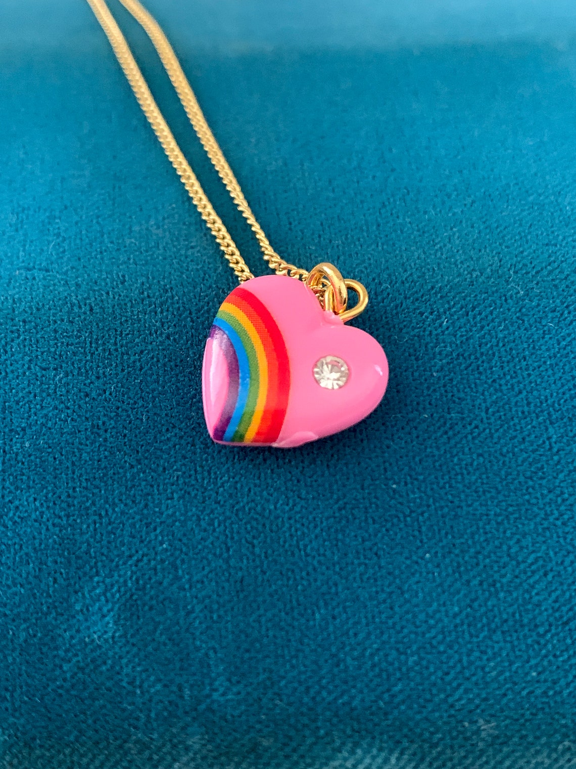 Mini Rainbow Heart Necklace - Etsy