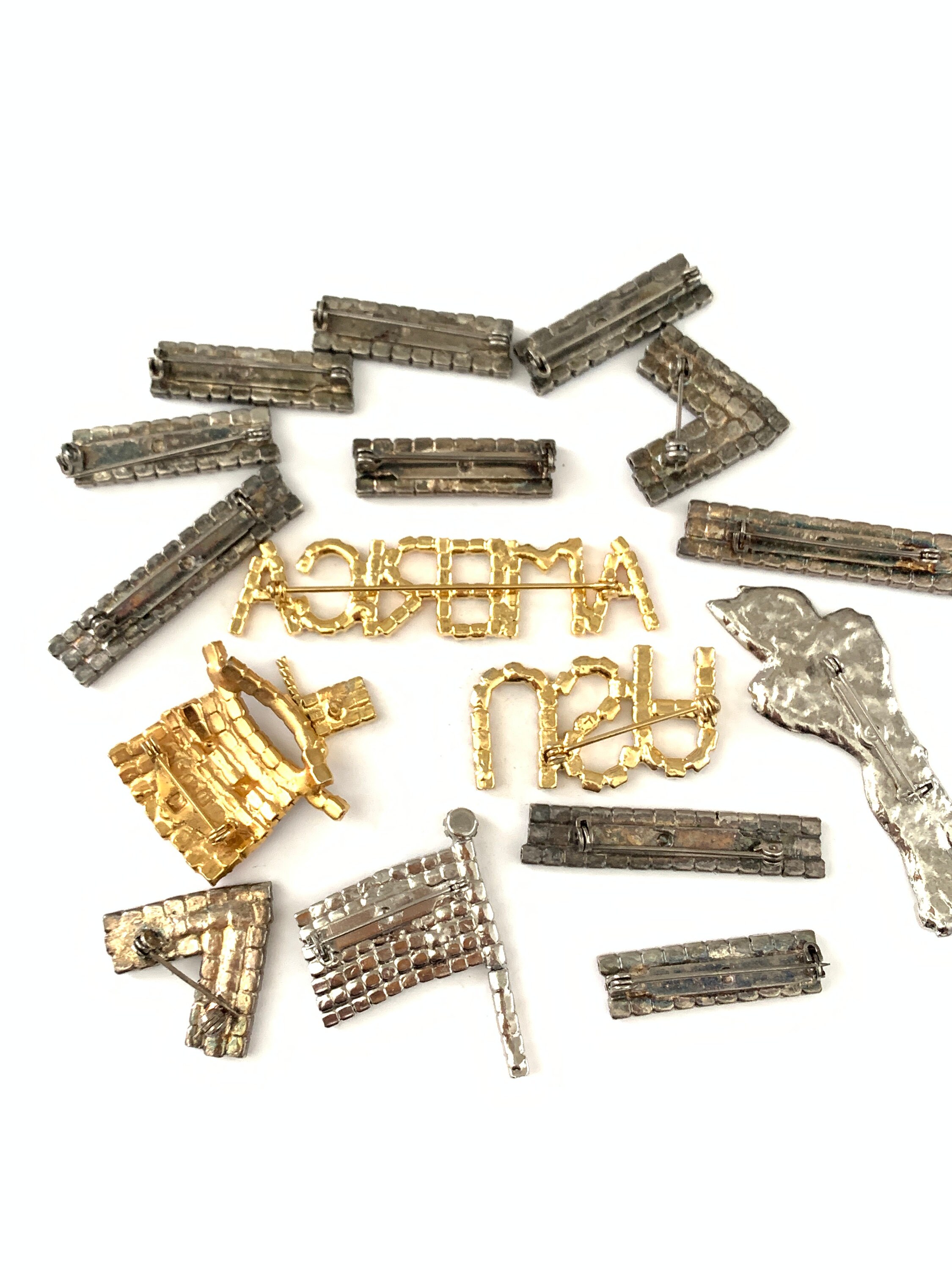 Vintage Lot of USA AMERICA Rhinestone Flag Brooch Pins, 4th of July ...