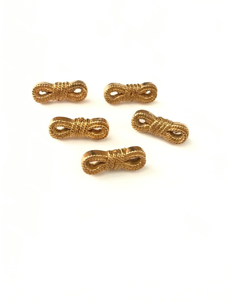 Vintage Plastic Gold Tone Bow Buttons // Vintage Rope Knot | Etsy
