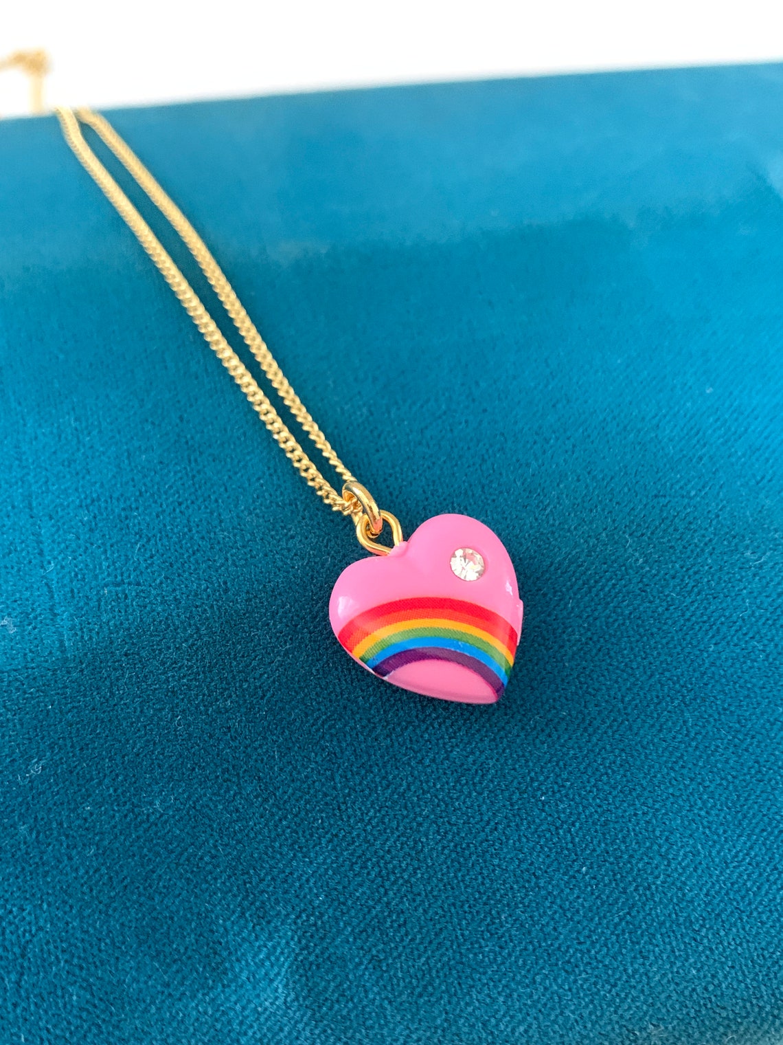 Mini Rainbow Heart Necklace - Etsy