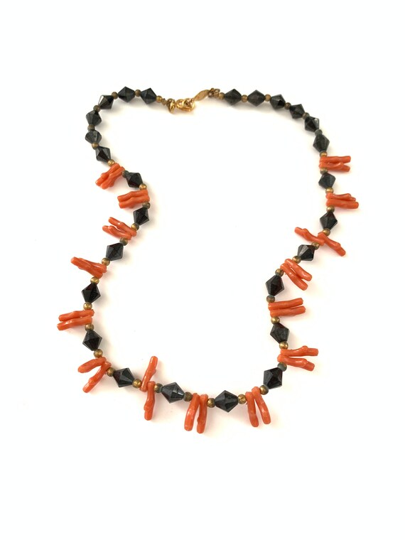 Vintage FREIRICH Faux Jet and Coral Signed Neckla… - image 6