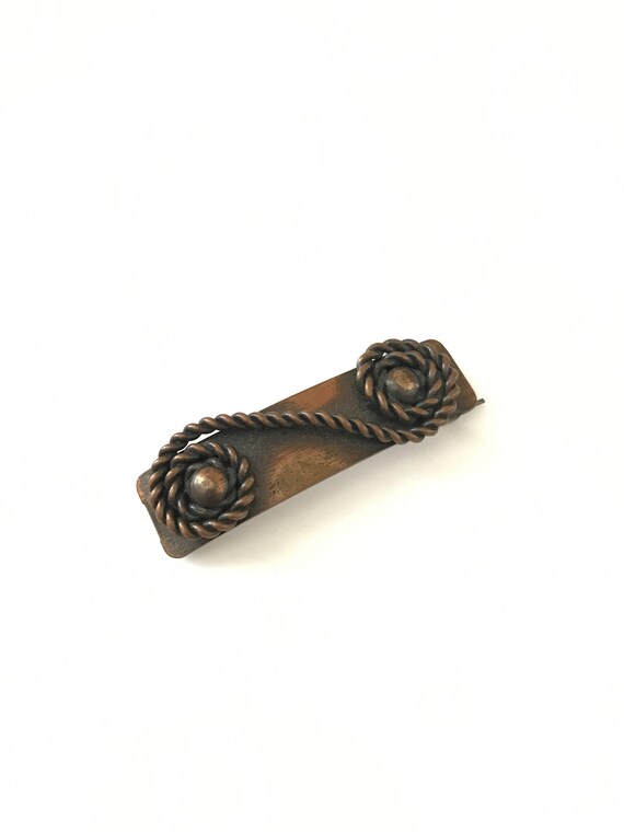 Vintage RARE Copper Rebajes Signed Hair Pin // Re… - image 3