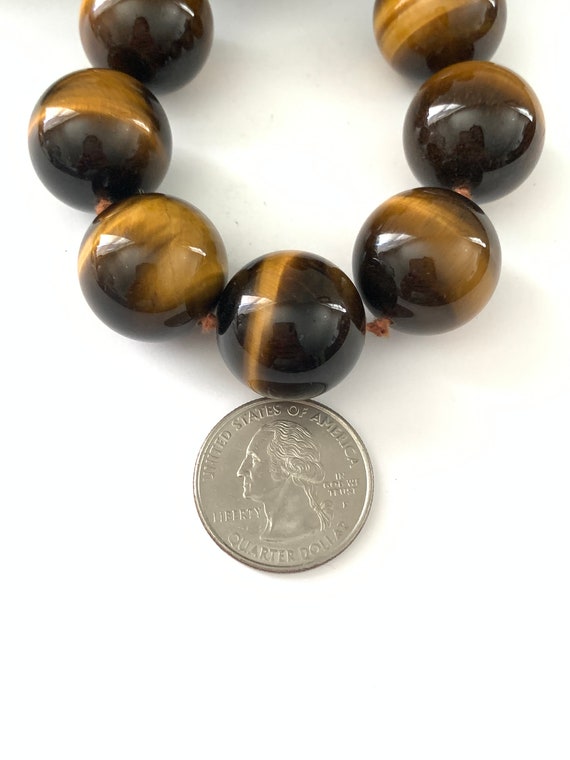 979.00 Cts Earth Mined Untreated Golden Tiger Eye Round Shape Beads Necklace 