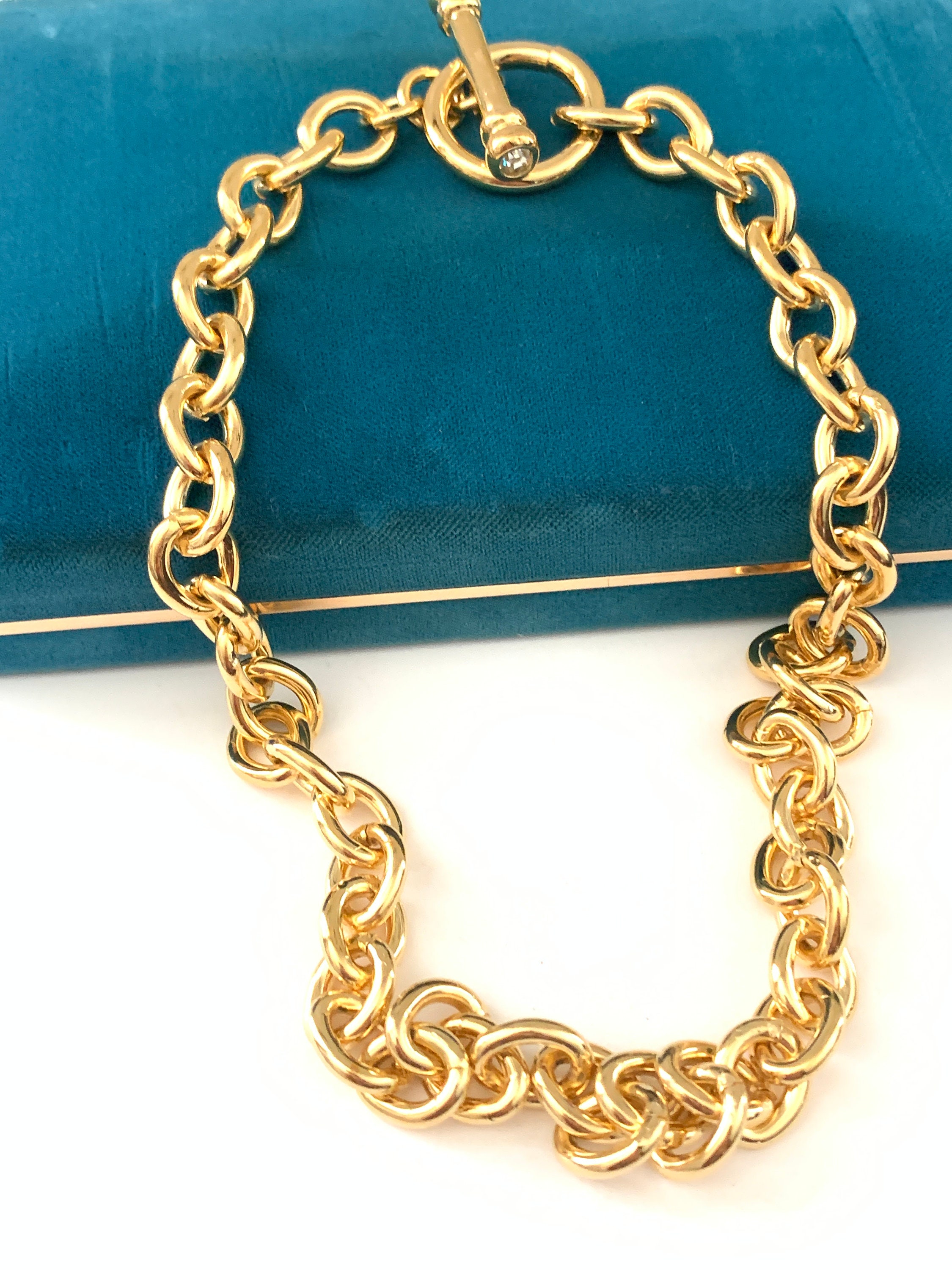 Vintage Gold Oval Link Chain Necklace 