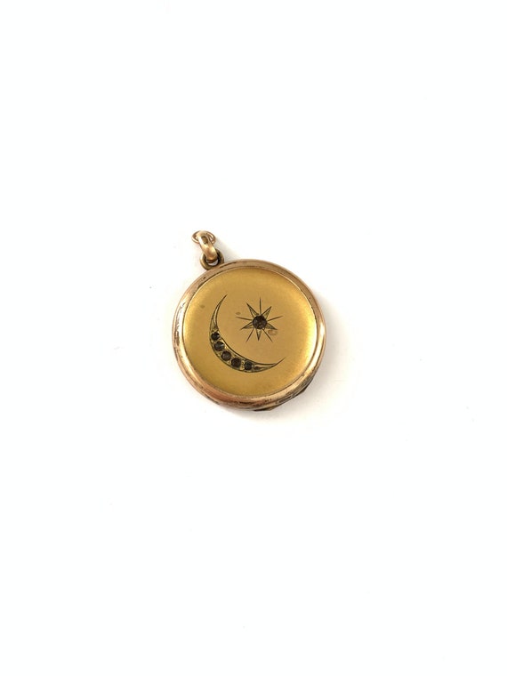 Antique Victorian Crescent Moon and Star Locket, A