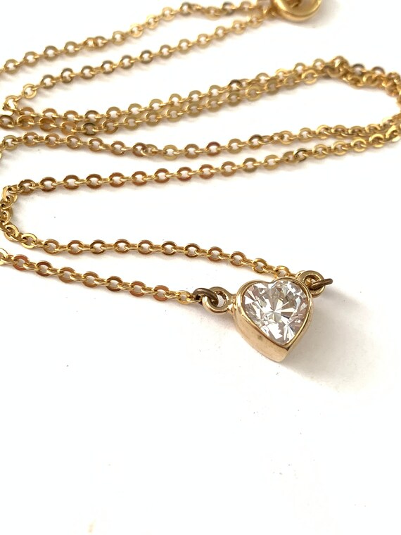Vintage Gold Plated Heart cz Cubic Zirconia Neckl… - image 8