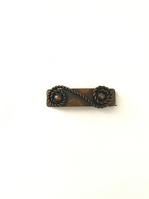 Vintage RARE Copper Rebajes Signed Hair Pin // Re… - image 1