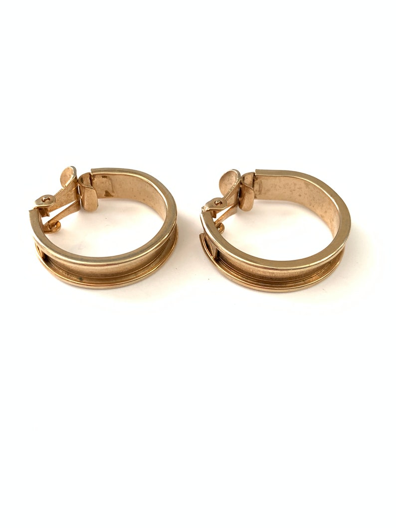 Vintage Gold Plated Clip On Hoop Earrings 1 Etsy