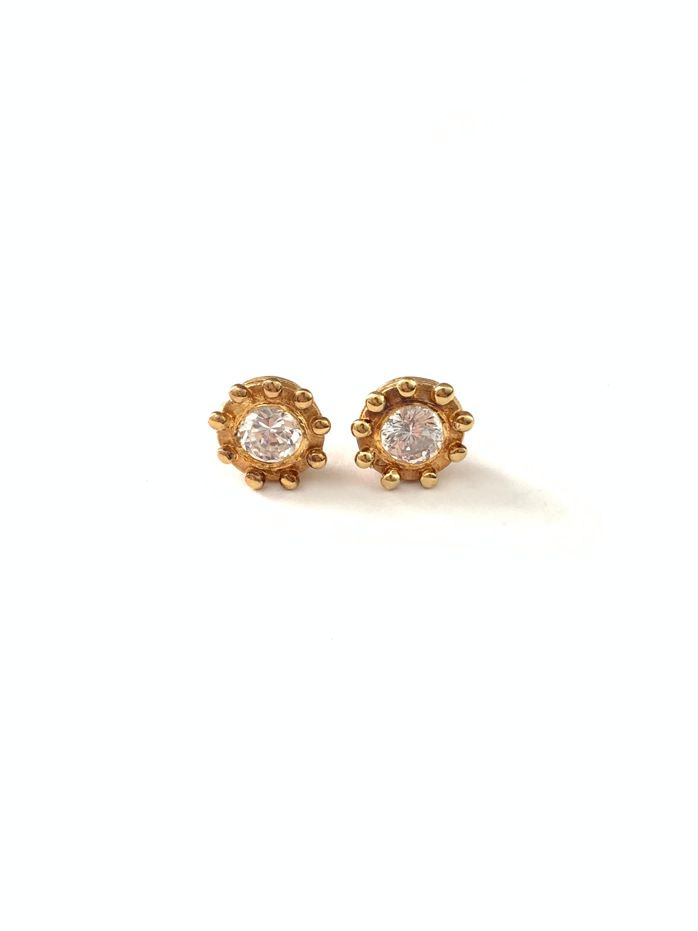 Gorgeous Vintage Etruscan Inspired CZ Gold Plated Stud Post - Etsy