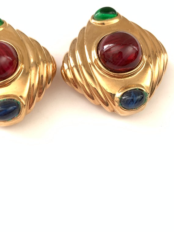 Gorgeous Vintage Etruscan Inspired Jewel Tone Cab… - image 3