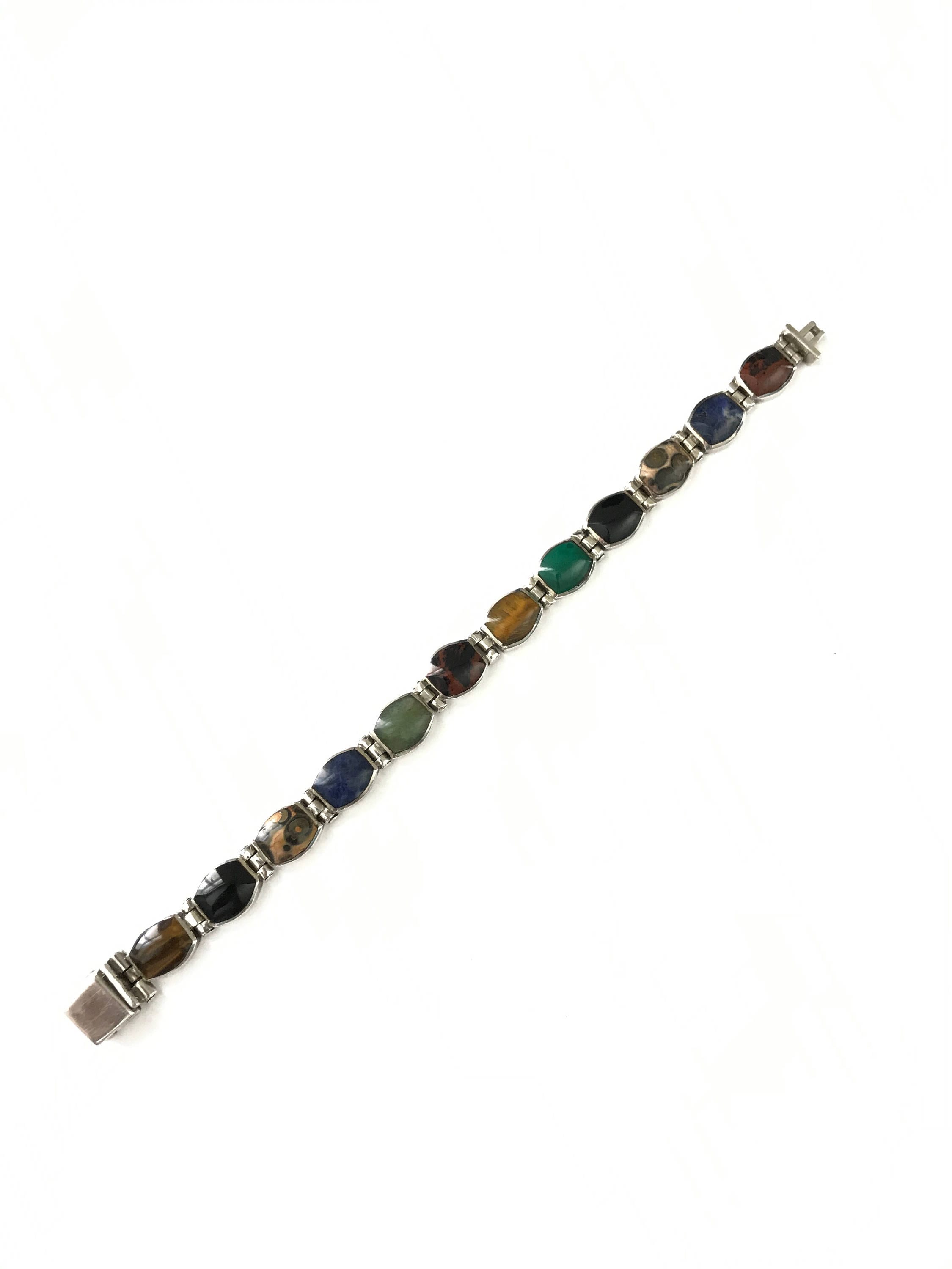T-USED様用ブレスレット MADE IN MEXICO Vtg Bracelet MARKED 950 MEXICO Td-27 STERLING SILVER Lapis