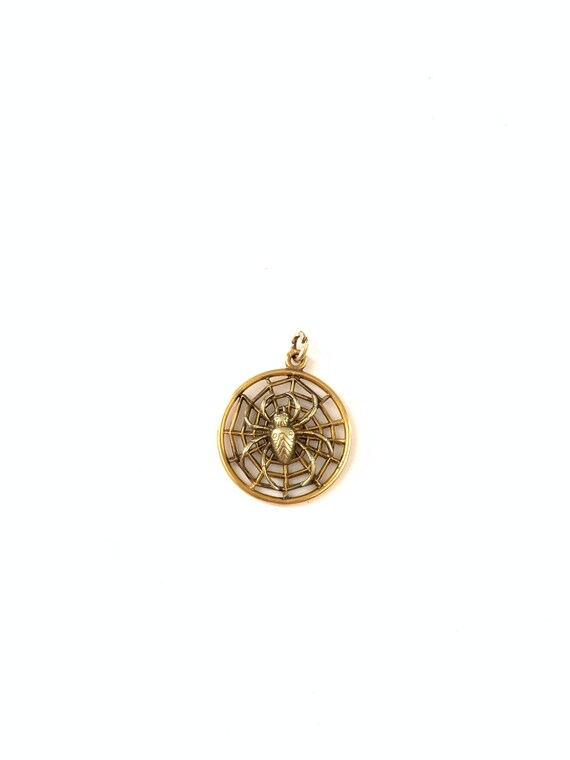 Vintage French Spider Web Talisman Charm, French F