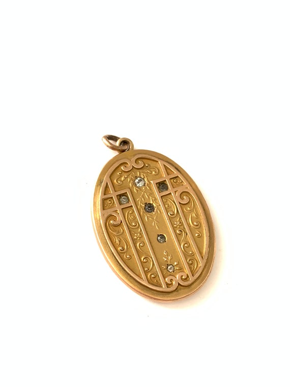 Antique Victorian Edwardian Ornate Locket, Paste … - image 3