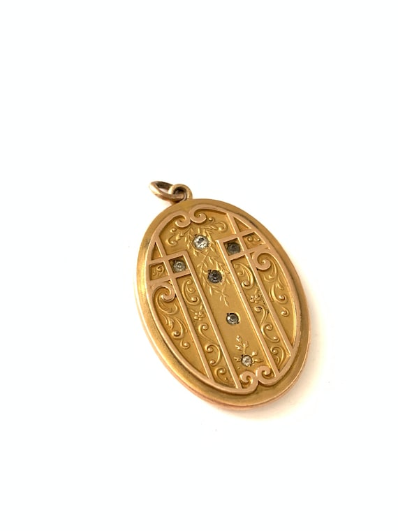 Antique Victorian Edwardian Ornate Locket, Paste … - image 1