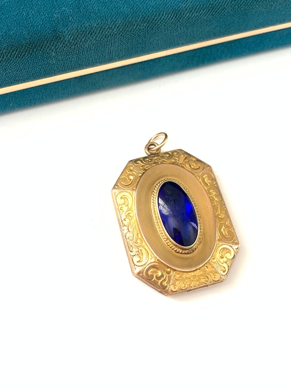 Gorgeous Antique Art Nouveau Cobalt Blue Glass Lo… - image 3