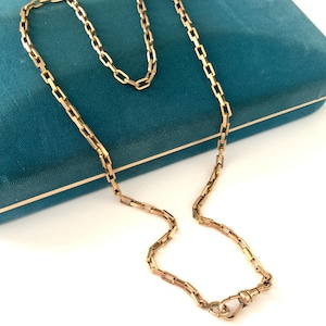 Vintage 21.5&quot; Gold Filled Biker Chain Watch Chain Necklace Dog Clip Clasp, Antique Biker Chain Necklace Front Swivel Clasp, Grooms Gift