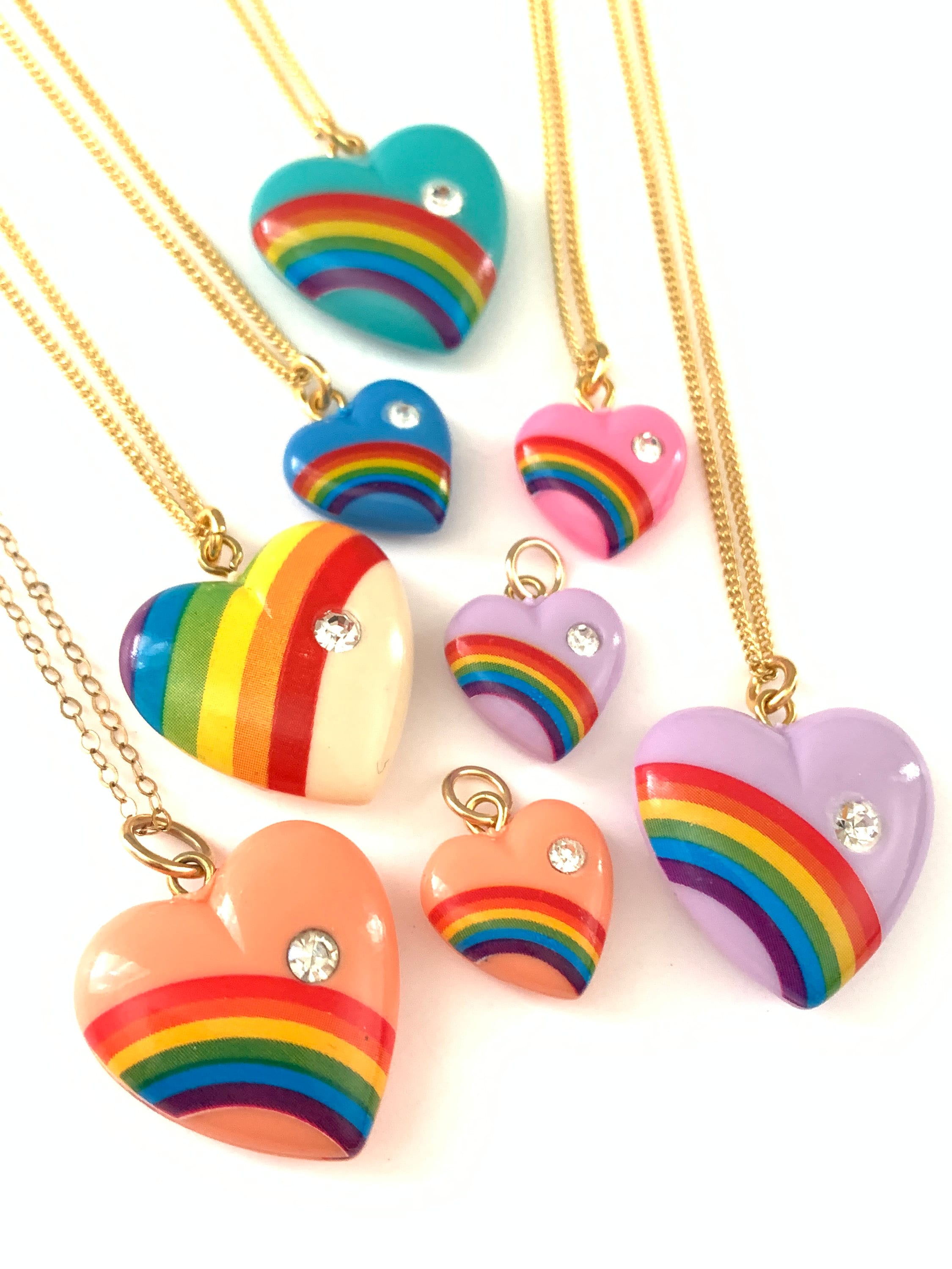 ■VINTAGE HOLLYWOOD■ Color Heart Necklace VH2279NE014B Vintage Rainbow Heart Necklace - Etsy