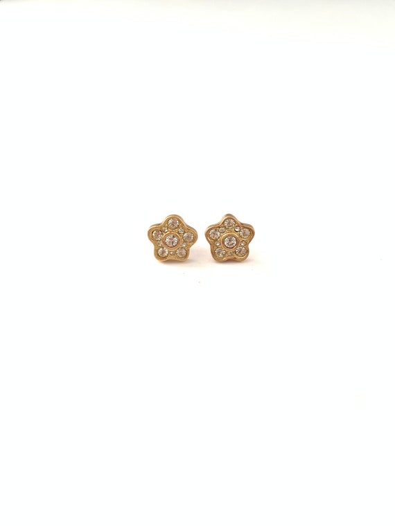 Vintage Plated Matte Gold Daisy Stud Earrings, Go… - image 1