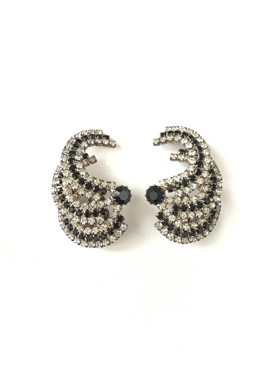 Huge Vintage Black and White Crystal Rhinestone D… - image 1