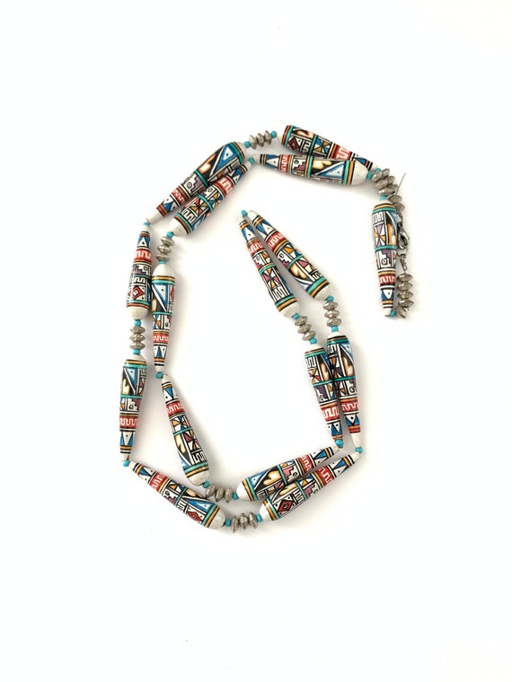 Awesome Vintage Peruvian Colorful Glass Beaded Nec