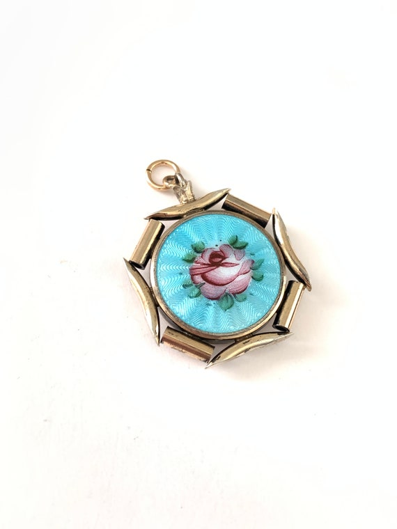 Vintage Rolled Gold Plated Enamel Flower Locket, … - image 2